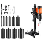 VEVOR Diamond Core Drilling Machine, 20-254 mm Drilling Diameter, Stand-Mount Dry and Wet Concrete Core Drill Rig with 10 Bits, 535/920 RPM 2-Speed, UNC1 1/4-7 Thread, for Concrete Brick Stone, 2500W
