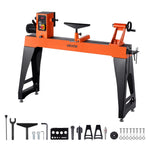 VEVOR Woodworking Lathe, 1100W / 1.5 HP, Wood Lathe Machine with 150 to 3200 RPM Variable Speed, 406 x 1020 mm Workbench, Brushless DC Motor, Cast Iron Body, Tool Rest, for Medium to Large Projects Woodworking