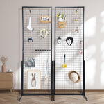VEVOR 61 x170.7 cm Grid Wall Panels Tower, 2 Packs Wire Gridwall Display Racks with T-Base Floorstanding, Double Side Gridwall Panels for Art Craft Shows, Retail Display with Extra Clips and Hooks