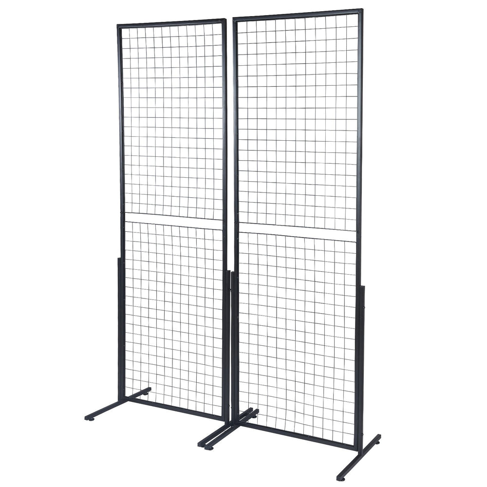 VEVOR 61 x170.7 cm Grid Wall Panels Tower, 2 Packs Wire Gridwall Display Racks with T-Base Floorstanding, Double Side Gridwall Panels for Art Craft Shows, Retail Display with Extra Clips and Hooks