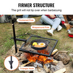 VEVOR Swivel Campfire Grill Heavy Duty Steel Open Fire Cooking Grate Adjustable