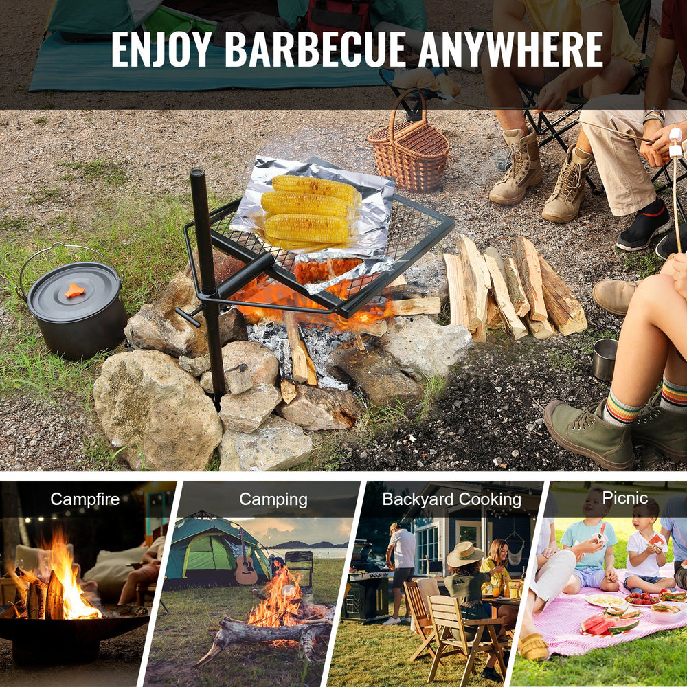 VEVOR Swivel Campfire Grill Heavy Duty Steel Open Fire Cooking Grate Adjustable