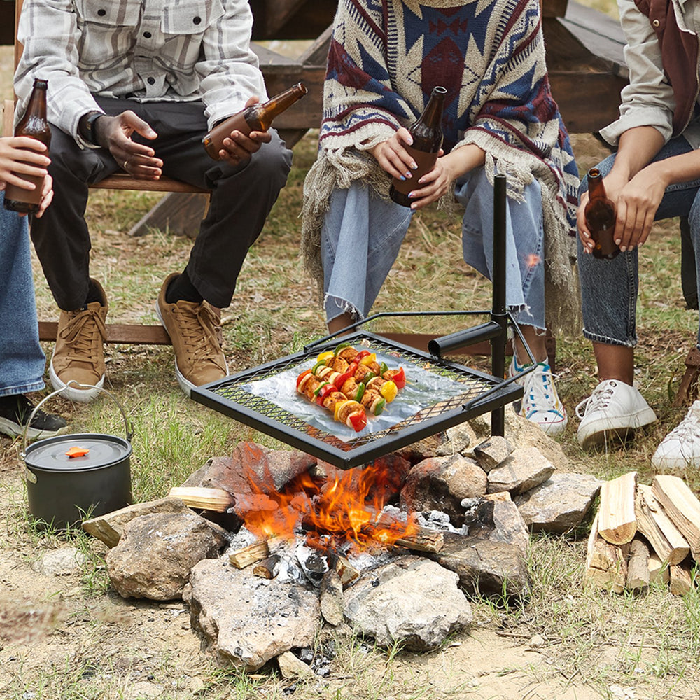 VEVOR Swivel Campfire Grill Heavy Duty Steel Open Fire Cooking Grate Adjustable