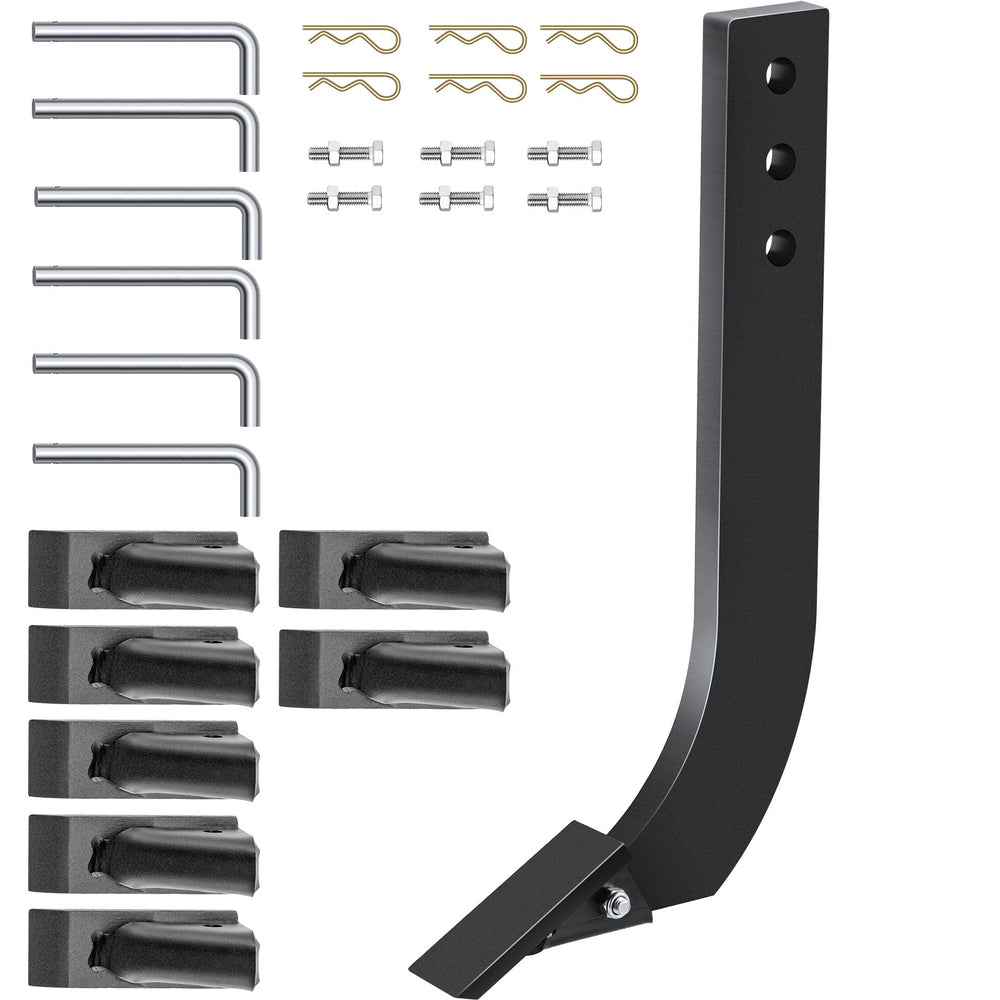 VEVOR 6pcs Box Blade Shank, 16\'\' Scarifier Shank, 3 Holes Box Scraper Shank, Ripper Shank with Removable Tapered Teeth and Pins, Adjustable Shanks Assembly for Replacement, Digging, Plowing