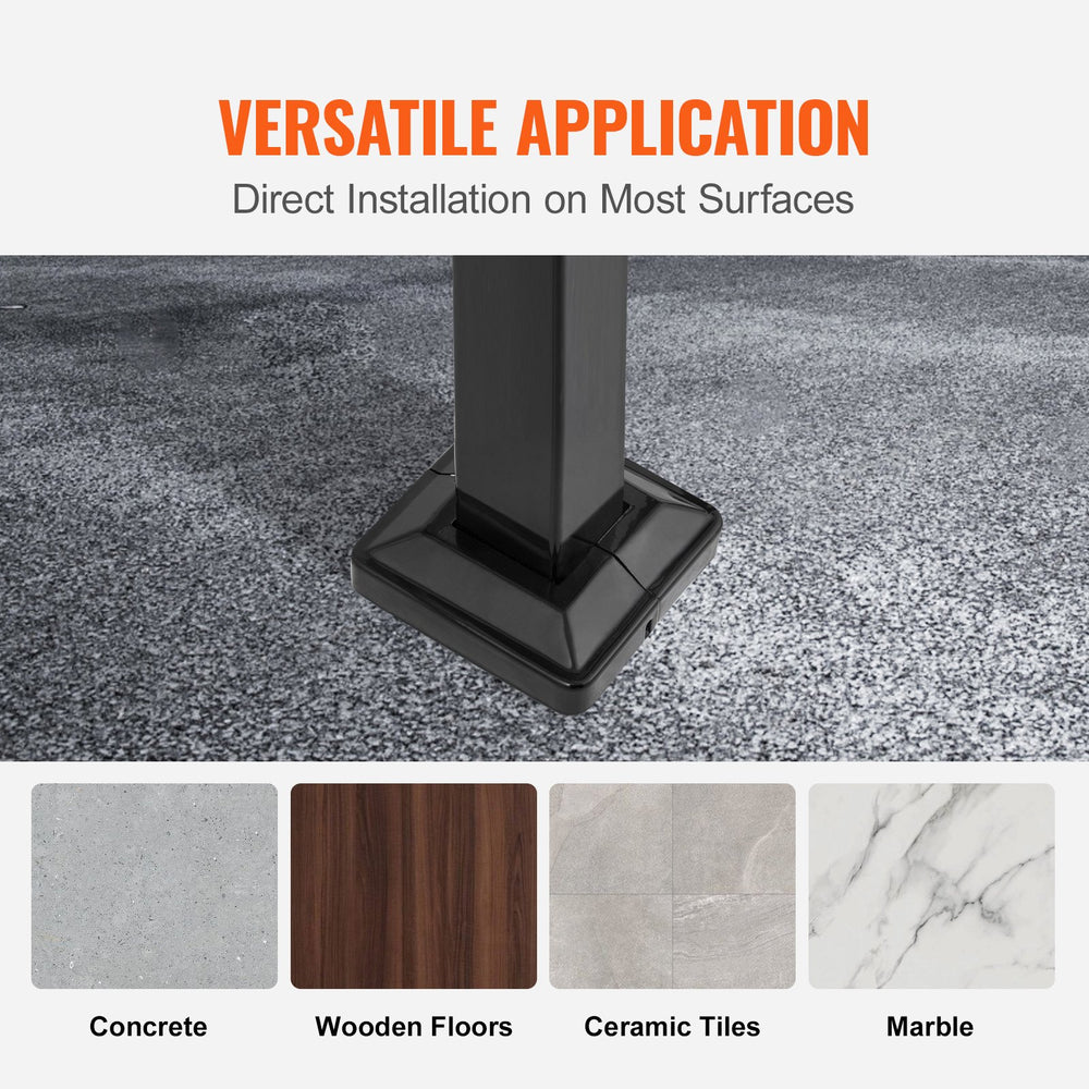 VEVOR Handrails for Outdoor Steps, Fit 2 or 3 Steps Outdoor Stair Railing, Arch#2 Wrought Iron Handrail, Flexible Porch Railing, Black Transitional Handrails for Concrete Steps or Wooden Stairs