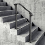 VEVOR Handrails for Outdoor Steps, Fit 2 or 3 Steps Outdoor Stair Railing, Arch#2 Wrought Iron Handrail, Flexible Porch Railing, Black Transitional Handrails for Concrete Steps or Wooden Stairs