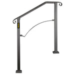 VEVOR Handrails for Outdoor Steps, Fit 2 or 3 Steps Outdoor Stair Railing, Arch#2 Wrought Iron Handrail, Flexible Porch Railing, Black Transitional Handrails for Concrete Steps or Wooden Stairs