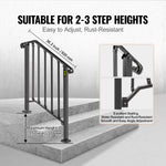 VEVOR Iron X Handrail Picket #2 Railing Rail Fits 2 Steps