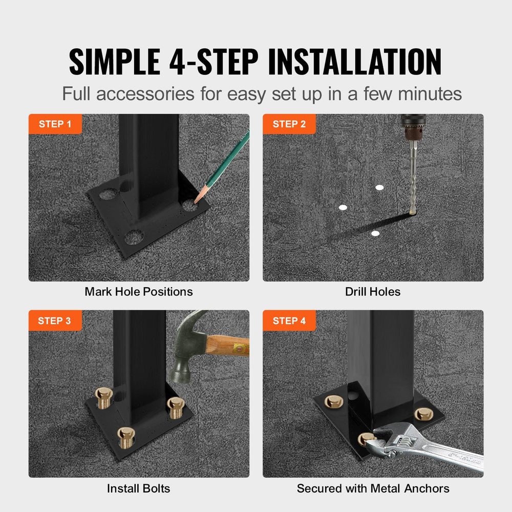 VEVOR Iron X Handrail Picket #2 Railing Rail Fits 2 Steps