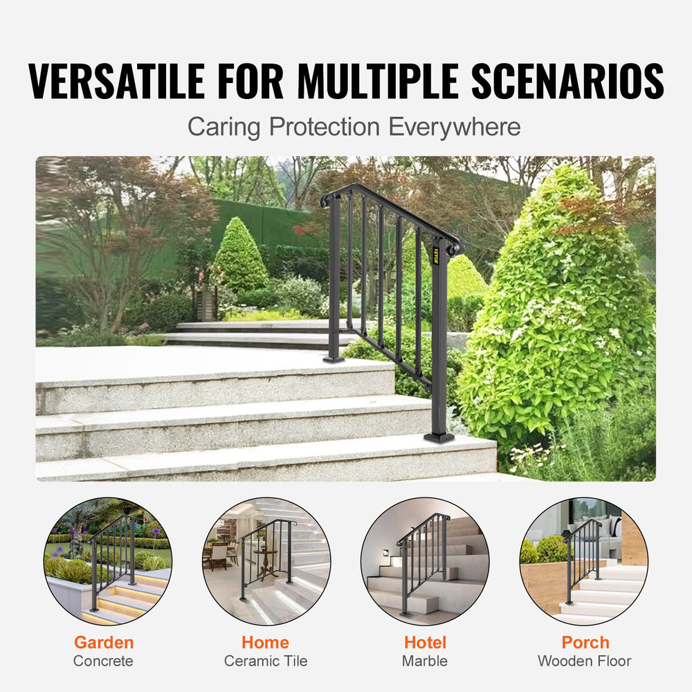 VEVOR Iron X Handrail Picket #2 Railing Rail Fits 2 Steps