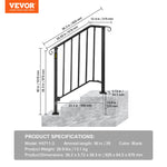 VEVOR Iron X Handrail Picket #2 Railing Rail Fits 2 Steps