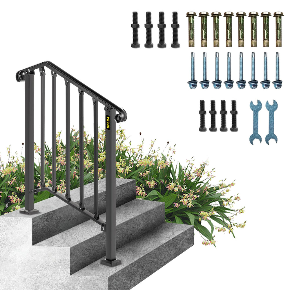VEVOR Iron X Handrail Picket #2 Railing Rail Fits 2 Steps