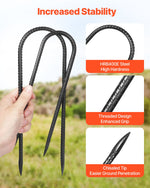 VEVOR 12-Inch 8 Pack Rebar Stakes 304,8x82,04 mm Heavy Duty U Shape Galvanized Ground Anchors