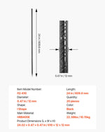 VEVOR Rebar Stakes, 609,6 mm / 24-Inch, Heavy-Duty 0.47 in Diameter, Straight Galvanized Steel Ground Anchors with Chisel Point End & Rust-Resistant Coating, for Gardening Support, Fence, Camping Tents (20-Pack)
