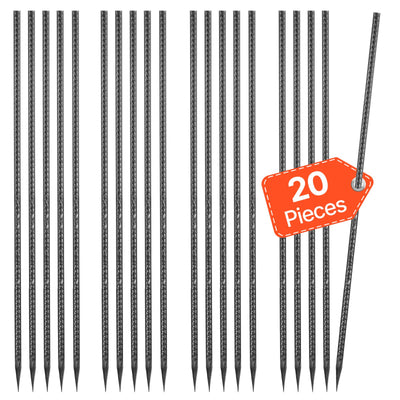VEVOR Rebar Stakes, 609,6 mm / 24-Inch, Heavy-Duty 0.47 in Diameter, Straight Galvanized Steel Ground Anchors with Chisel Point End & Rust-Resistant Coating, for Gardening Support, Fence, Camping Tents (20-Pack)