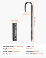 VEVOR 304,8 mm / 12-Inch 16 Pack Rebar Stakes Heavy Duty J Hook Galvanized Ground Anchors