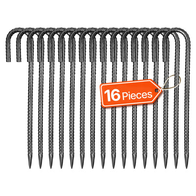 VEVOR 304,8 mm / 12-Inch 16 Pack Rebar Stakes Heavy Duty J Hook Galvanized Ground Anchors