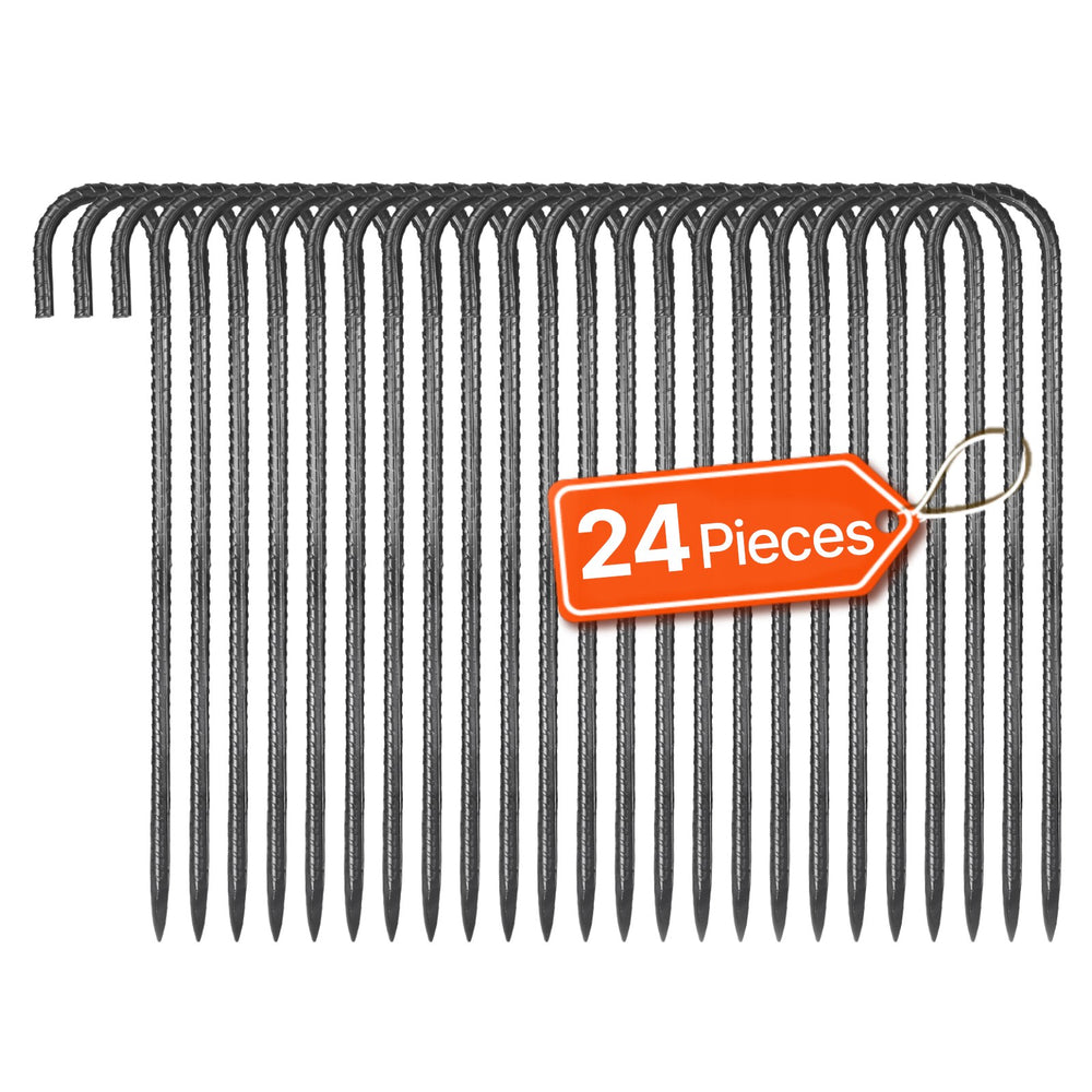 VEVOR 406,4 mm / 16-Inch 24 Pack Rebar Stakes Heavy Duty J Hook Galvanized Ground Anchors