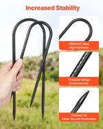 VEVOR 254x55,88mm / 10-Inch 12 Pack Rebar Stakes Heavy Duty U Shape Galvanized Ground Anchors