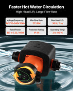VEVOR LPS25-11PA/180 High Efficiency Circulator Pump, 117 LPM, 11 M Max Lift Cast Iron Hot Water Recirculating Circulation Pump, Threaded Connection, Check Valve, Quiet Operation, for Home Heating System