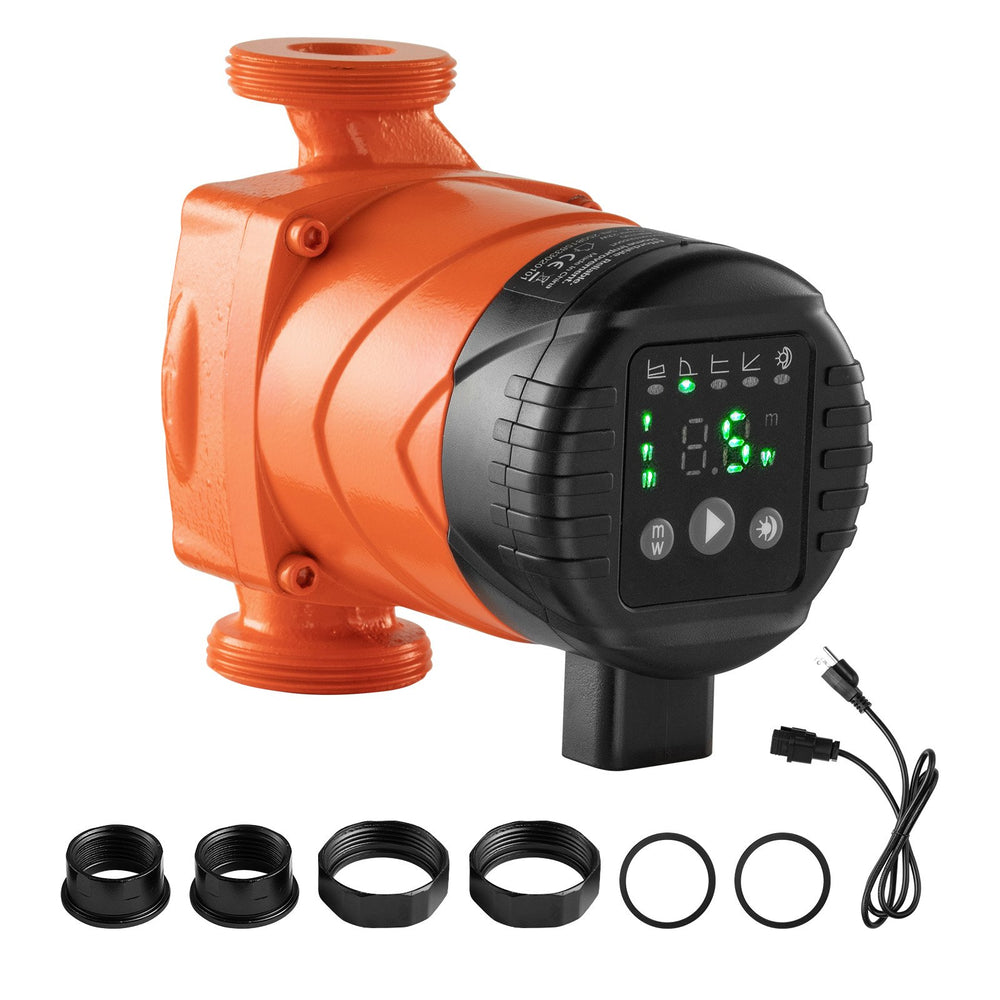VEVOR LPS25-4BP/130 High Efficiency Circulator Pump, 42 LPM, 4 m Max Lift Cast Iron Hot Water Recirculating Circulation Pump, Threaded Connection, Check Valve, Quiet Operation, for Home Heating System