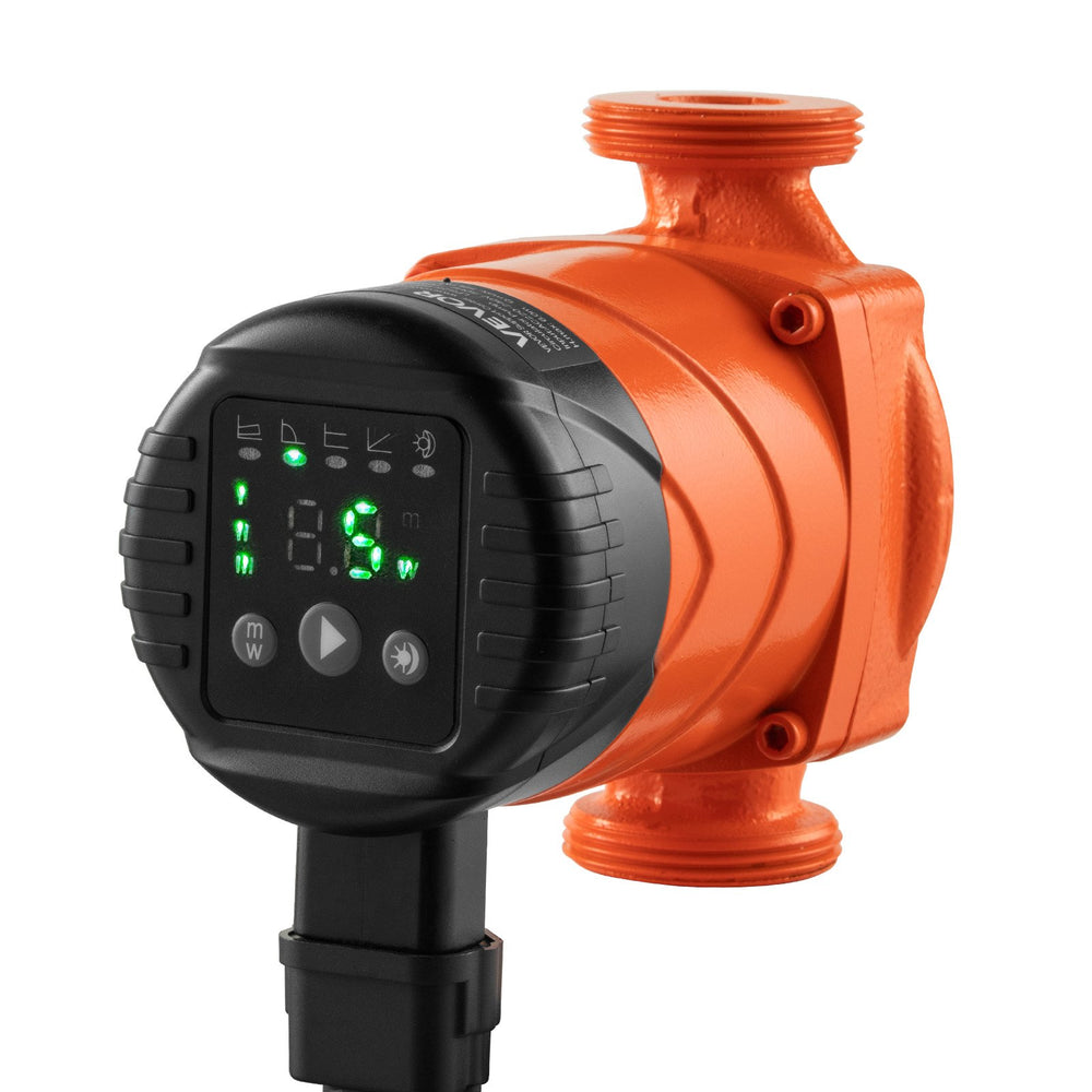 VEVOR LPS25-4BP/130 High Efficiency Circulator Pump, 42 LPM, 4 m Max Lift Cast Iron Hot Water Recirculating Circulation Pump, Threaded Connection, Check Valve, Quiet Operation, for Home Heating System
