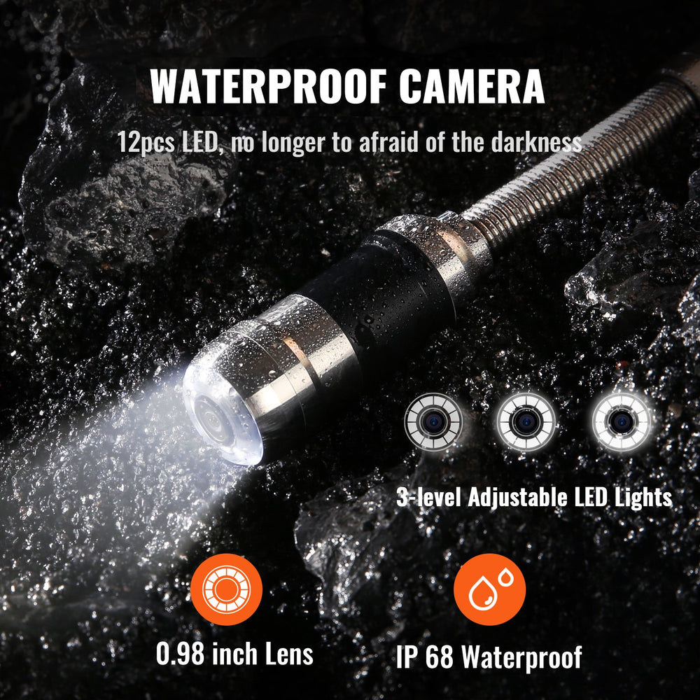 VEVOR Sewer Camera Pipe Inspection Camera 17.8 cm Screen 1000TVL Camera 20.1m