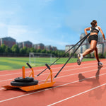 VEVOR Weight Training Pull Sled, Fitness Strength Speed Training Sled with Handle, Steel Power Sled Workout Equipment for Athletic Exercise & Speed Improvement, Suitable for 1"&2" Weight Plate, Orange