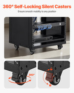 VEVOR 16U AV Rack, 90.7 kg Max Load Capacity, Home Recording Studio Rack with Lockable Caster Wheels, Open Frame Server Cabinet, Special Vent Design, for Audio Video Musical & IT Equipment Mounting