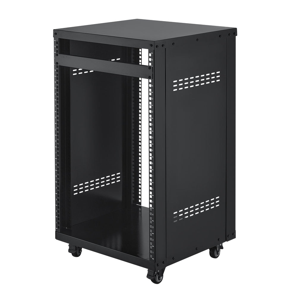 VEVOR 16U AV Rack, 90.7 kg Max Load Capacity, Home Recording Studio Rack with Lockable Caster Wheels, Open Frame Server Cabinet, Special Vent Design, for Audio Video Musical & IT Equipment Mounting