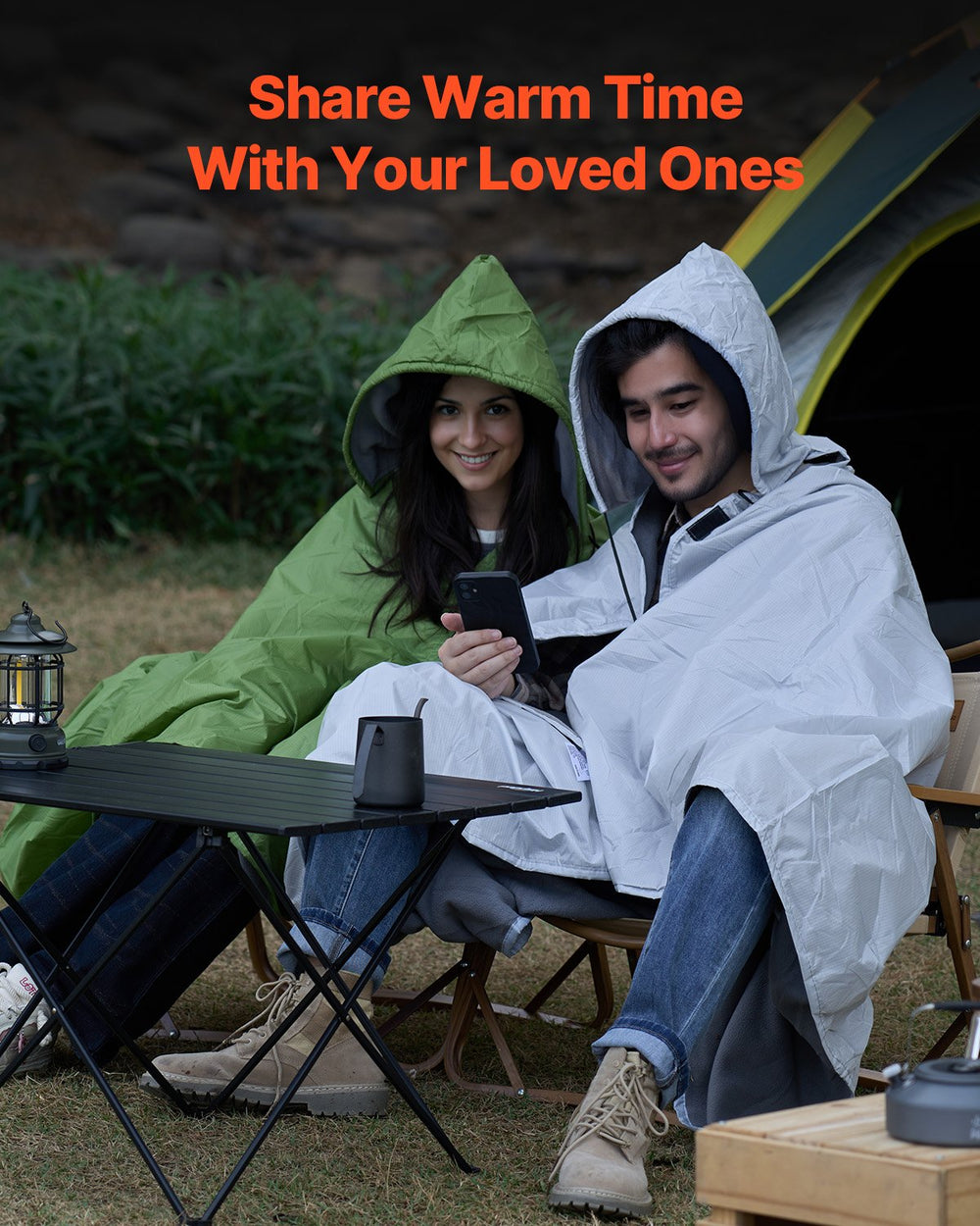 VEVOR Camping Blanket 2x1.5m (79" x 59") Wearable Warm Stadium Blanket Outdoor Light Grey