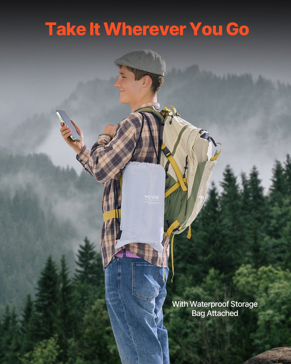 VEVOR Camping Blanket 2x1.5m (79" x 59") Wearable Warm Stadium Blanket Outdoor Light Grey