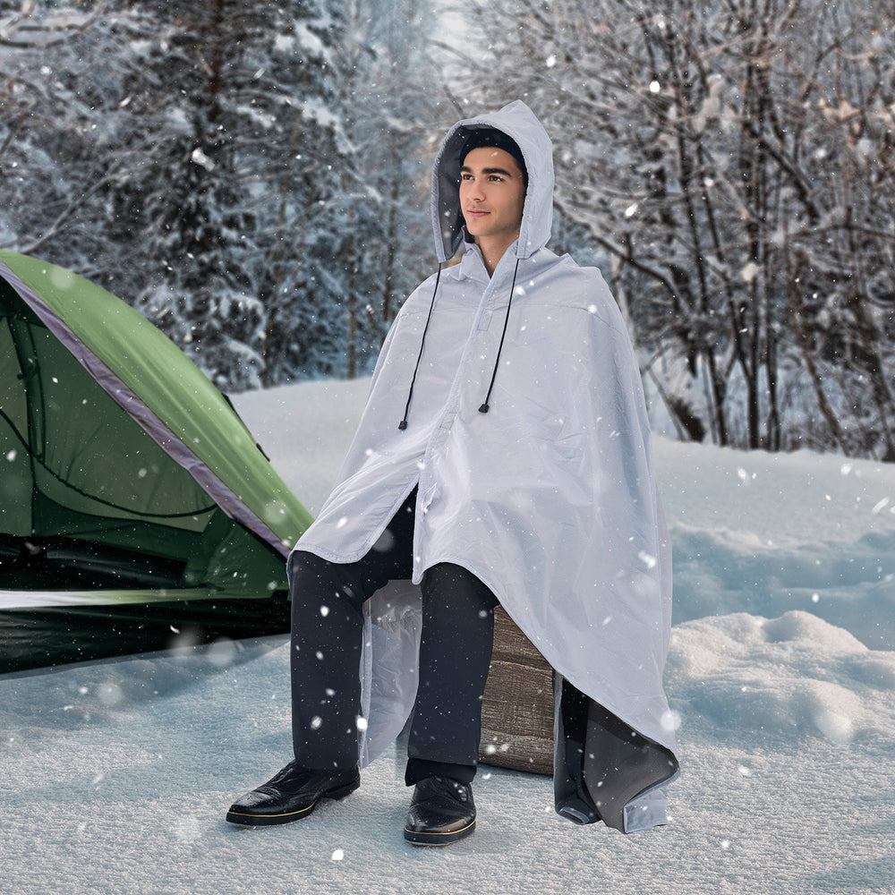 VEVOR Camping Blanket 2x1.5m (79" x 59") Wearable Warm Stadium Blanket Outdoor Light Grey
