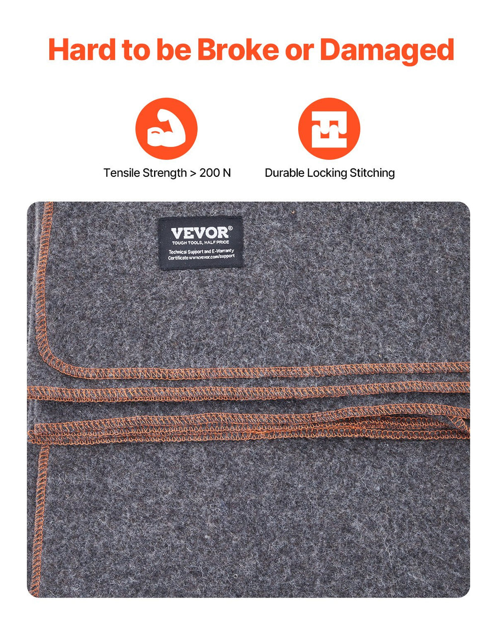 VEVOR Wool Camping Blanket 1,62x2,23m / 64" x 88" Warm for Camping Hiking Travel Dark Grey