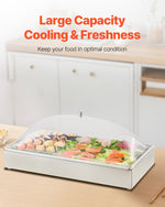 VEVOR Countertop Food Serving Display Container, 1 x 1 Pan Stainless Steel Food Serving Tray, Buffet Condiment Dispenser Display Rack with Clear Arc Lid & 3 Ice Trays, for Restaurant, Hotel, Party