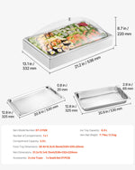 VEVOR Countertop Food Serving Display Container, 1 x 1 Pan Stainless Steel Food Serving Tray, Buffet Condiment Dispenser Display Rack with Clear Arc Lid & 3 Ice Trays, for Restaurant, Hotel, Party