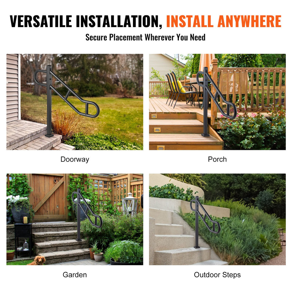 VEVOR Single Post Handrail for Outdoor 1-3 Step 102.9 cm Stair Handrail Floor Mount