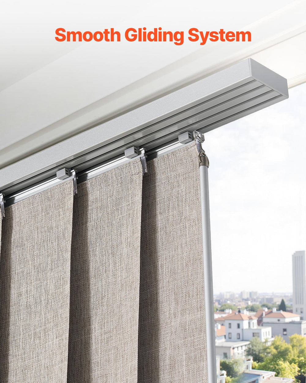 VEVOR Panel Track Blinds, Extendable Track from 116 cm to 218 cm W, Trimmable Panel Curtains Up to 243cm H, Vertical Blackout Panel Blinds for Sliding Doors, Patio Doors, Room Divider, Windows, Brown