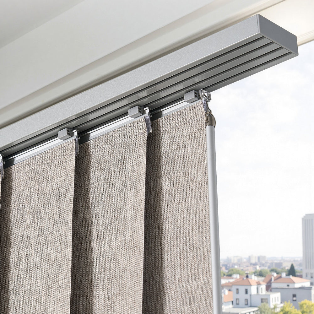 VEVOR Panel Track Blinds, Extendable Track from 116 cm to 218 cm W, Trimmable Panel Curtains Up to 243cm H, Vertical Blackout Panel Blinds for Sliding Doors, Patio Doors, Room Divider, Windows, Brown