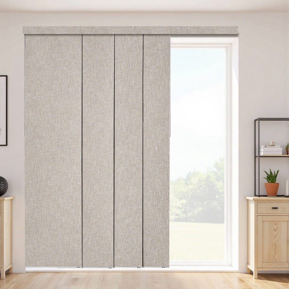 VEVOR Panel Track Blinds, Extendable Track from 116 cm to 218 cm W, Trimmable Panel Curtains Up to 243cm H, Vertical Blackout Panel Blinds for Sliding Doors, Patio Doors, Room Divider, Windows, Brown