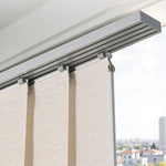 VEVOR Panel Track Blinds, Extendable Track from 116 cm to 218 cm W, Trimmable Panel Curtains Up to 243cm H, Adjustable Vertical Panel Blinds for Sliding Doors, Patio Doors, Room Divider, Light Brown
