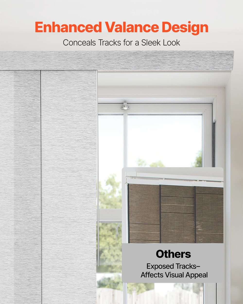VEVOR Panel Track Blinds, Extendable Track from 116 cm to 218 cm W, Trimmable Panel Curtains Up to 243cm H, Adjustable Vertical Panel Blinds for Sliding Doors, Patio Doors, Room Divider, Window, Gray