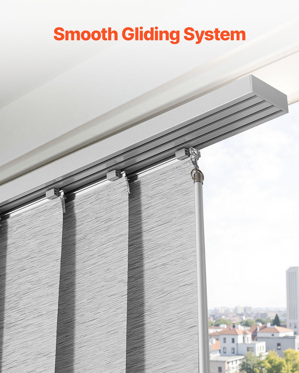 VEVOR Panel Track Blinds, Extendable Track from 116 cm to 218 cm W, Trimmable Panel Curtains Up to 243cm H, Adjustable Vertical Panel Blinds for Sliding Doors, Patio Doors, Room Divider, Window, Gray