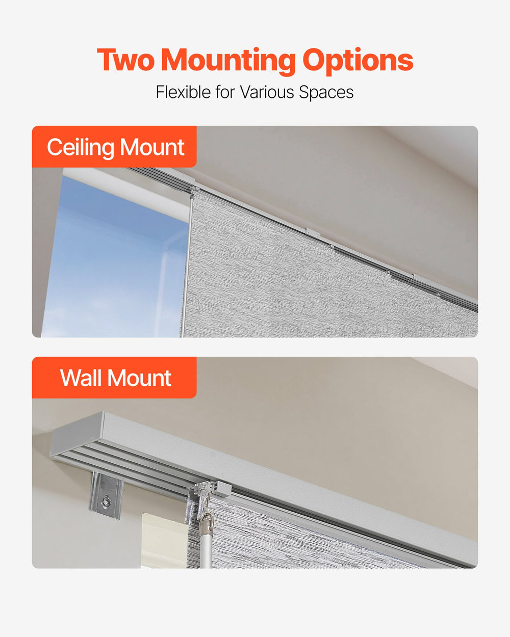 VEVOR Panel Track Blinds, Extendable Track from 116 cm to 218 cm W, Trimmable Panel Curtains Up to 243cm H, Adjustable Vertical Panel Blinds for Sliding Doors, Patio Doors, Room Divider, Window, Gray