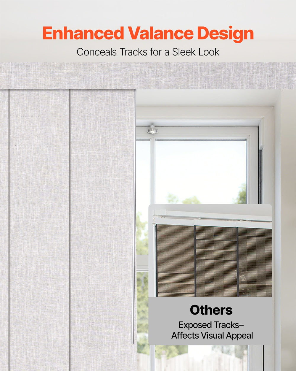 VEVOR Panel Track Blinds, Extendable Track from 116 cm to 218 cm W, Trimmable Panel Curtains Up to 243cm H, Vertical Blackout Panel Blinds for Sliding Doors, Patio Doors, Room Divider, Light Gray