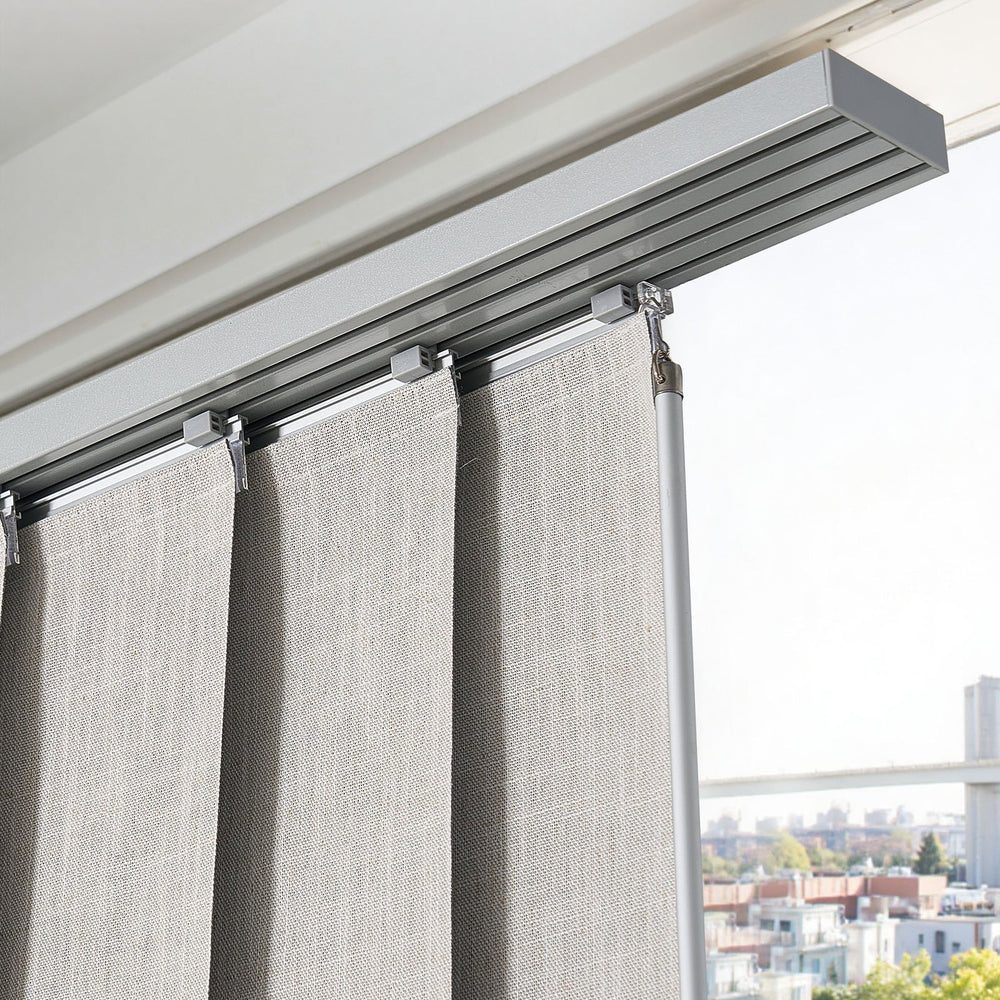 VEVOR Panel Track Blinds, Extendable Track from 116 cm to 218 cm W, Trimmable Panel Curtains Up to 243cm H, Vertical Blackout Panel Blinds for Sliding Doors, Patio Doors, Room Divider, Light Gray
