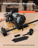 VEVOR Pro Grind Sharpening System, Multi-Grind Sharpening Jig for 152mm & 203mm Bench Grinder - with Platform Jig, Tool Rest Bar, Setup Block, Miter Slide, Micro Bevel Block, for Woodturning Tools