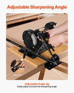 VEVOR Pro Grind Sharpening System, Multi-Grind Sharpening Jig for 152mm & 203mm Bench Grinder - with Platform Jig, Tool Rest Bar, Setup Block, Miter Slide, Micro Bevel Block, for Woodturning Tools