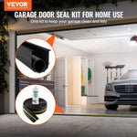 VEVOR Garage Door Threshold and Bottom Seals Kit, 20 FT U Shape+O Ring Universal Garage Door Bottom Seal Weatherstrip PVC, Combine with Weatherproof Garage Threshold Seal Strip with Adhesive, Black