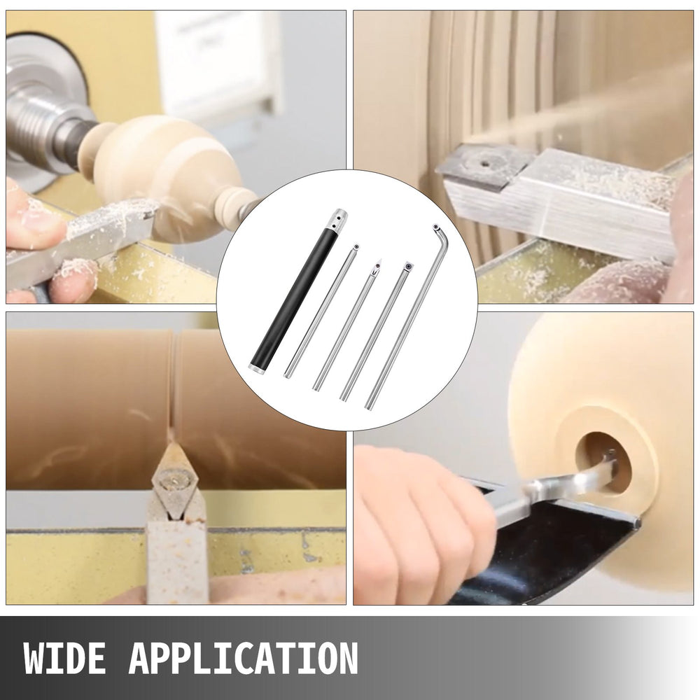 VEVOR Wood Turning Tools for Lathe 4 PCS Set, Carbide Lathe Tools with Diamond Shape, Round, Square Cutters Replaceable Turning Lathe Chisels with a Grip Handle Lathe Tools for Craft DIY Hobbyists